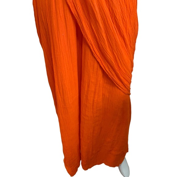 Root Design HandMade Orange Gold Strapless Ethiopian Maxi Dress XL Perfect - Picture 11 of 15